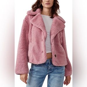 Free People Pink Teddy Jacket
